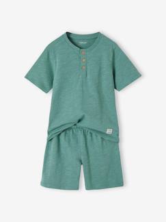 Jongens- Pyjama, surpyjama-Personaliseerbare pyjashort voor jongens van slub tricot