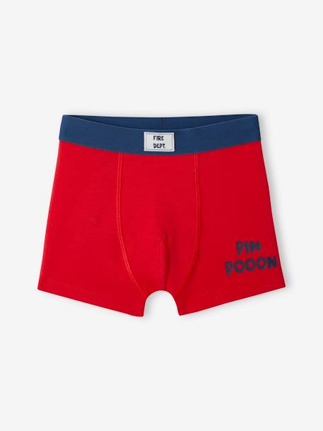 Set met 5 stretch jongensboxers brandweermannen van biokatoen oceaanblauw - vertbaudet enfant 