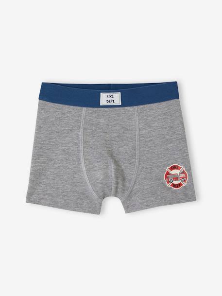 Set met 5 stretch jongensboxers brandweermannen van biokatoen oceaanblauw - vertbaudet enfant 