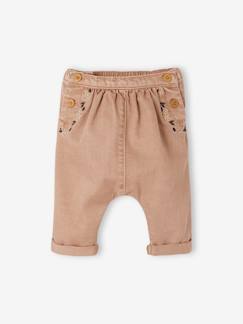 Baby-Broek, jean-Geborduurde sarouel van denim voor baby