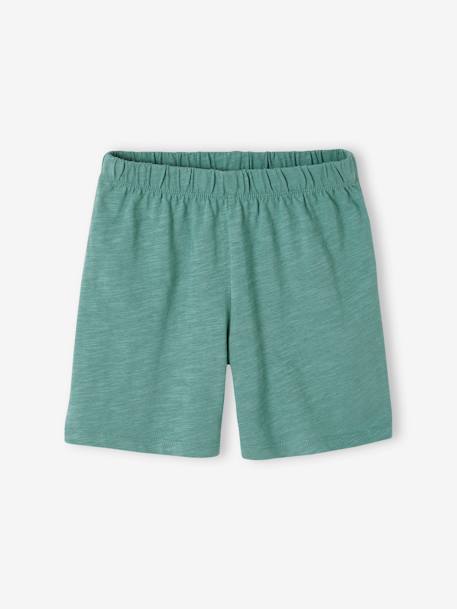 Personaliseerbare pyjashort voor jongens van slub tricot smaragdgroen - vertbaudet enfant 