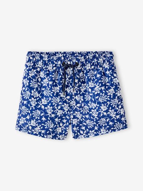 Bedrukte zwemshort voor jongens met bloemen blauw, bedrukt - vertbaudet enfant 