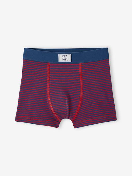 Set met 5 stretch jongensboxers brandweermannen van biokatoen oceaanblauw - vertbaudet enfant 