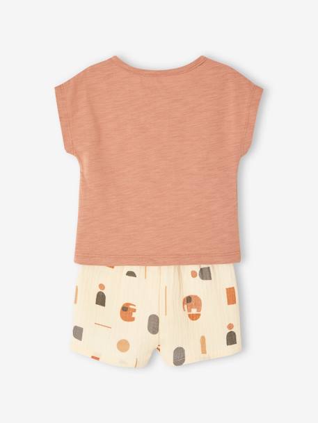 Babyset met T-shirt en short mintgroen+mokka - vertbaudet enfant 