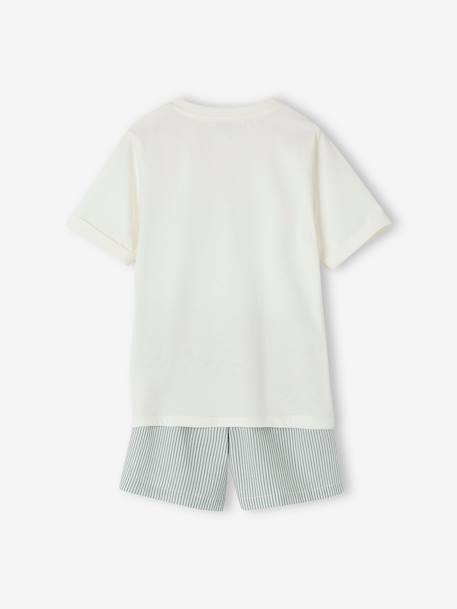 Jongens pyjashort in twee materialen personaliseerbaar ecru - vertbaudet enfant 