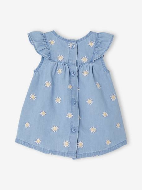 Geboorteset: jurk + bloomer gebleekt denim - vertbaudet enfant 