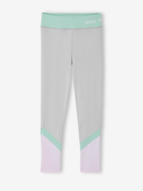 Sportlegging met strokken van technisch material meisjes gemêleerd grijs+rozen - vertbaudet enfant 