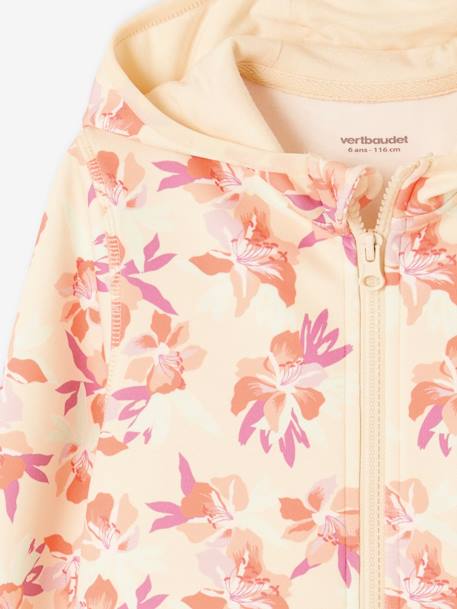 Sport sweatshirt met rits en bloemenprint in technisch materiaal meerkleurig - vertbaudet enfant 
