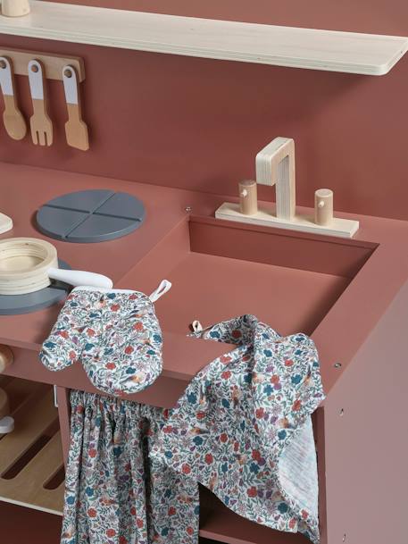 Kitchenette met FSC® houtgordijn framboos+meerkleurig - vertbaudet enfant 