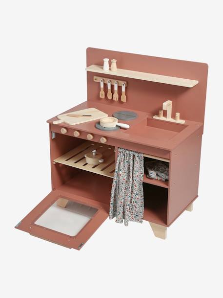 Kitchenette met FSC® houtgordijn framboos+meerkleurig - vertbaudet enfant 