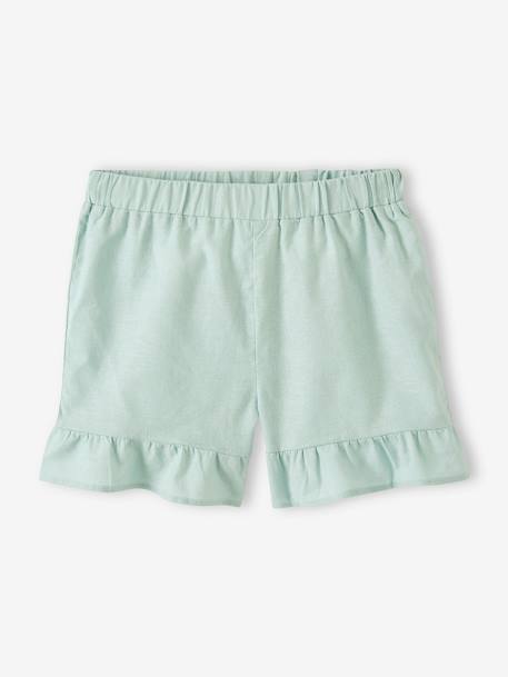 Meisjesshort met ruches blauwgroen - vertbaudet enfant 