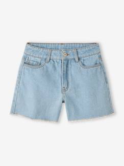 Meisje-Short-Meisjesbermuda van denim met gehaakte zak op de achterkant