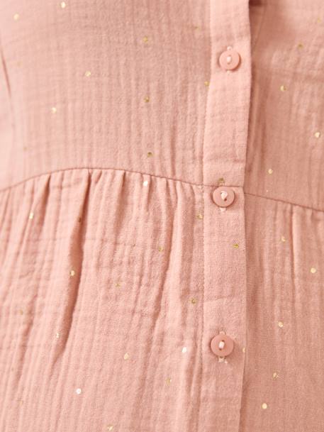Zwangerschaps- en borstvoedingsblouse van katoengaas met iriserende stippen roze (poederkleur) - vertbaudet enfant 