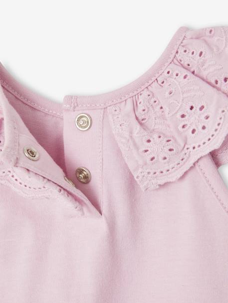 Mouwloos babyshirt met ruches van Engels borduurwerk lila - vertbaudet enfant 