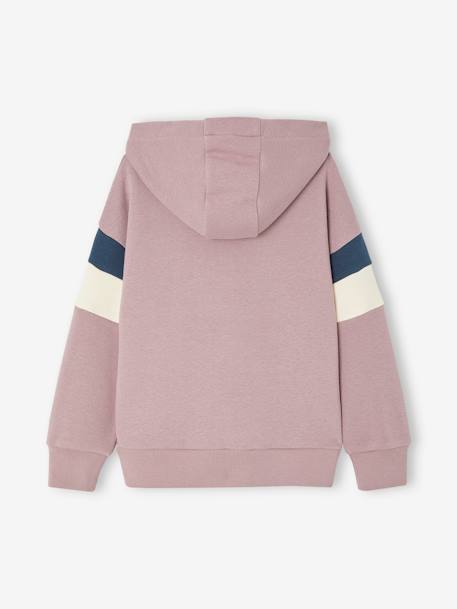 Grafische hoodie met colorblock mouwen voor jongens okergeel+zachtpaars - vertbaudet enfant 