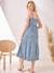 Bedrukte jurk met smalle bandjes van katoengaas, voor zwangerschap en borstvoeding petrolblauw - vertbaudet enfant 
