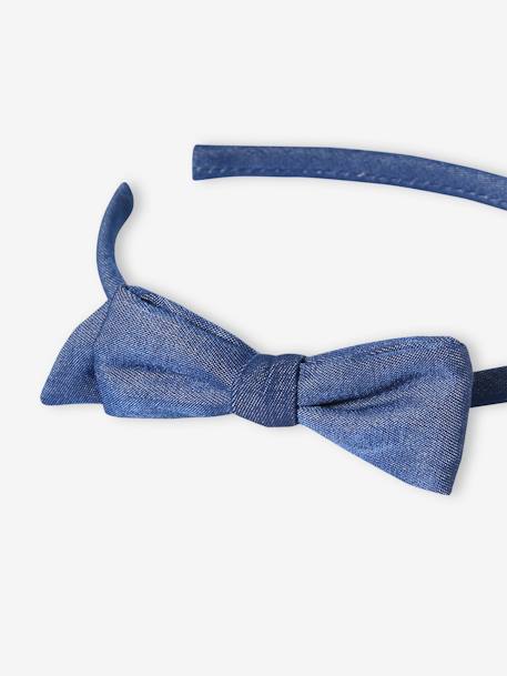 Haarband met stoffen strik blauw, bedrukt - vertbaudet enfant 