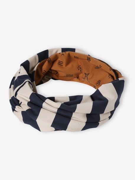 Omkeerbare jongenssnood met stoere print/gechineerd cappuccino+marineblauw - vertbaudet enfant 