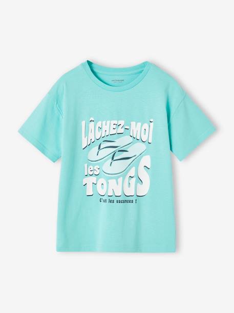 Jongensshirt met vakantiemotief inktblauw+mandarijn+turquoiseblauw - vertbaudet enfant 