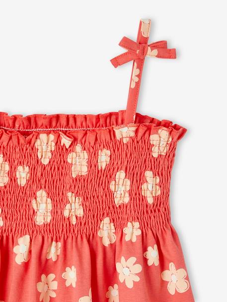 Meisjeshemd met smokwerk en bloemenprint groen+lichtroze+nude+rood - vertbaudet enfant 