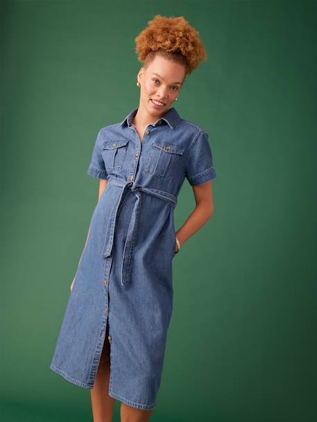 Denim zwangerschapsjurk Sahara-stijl ENVIE DE FRAISE stone - vertbaudet enfant 