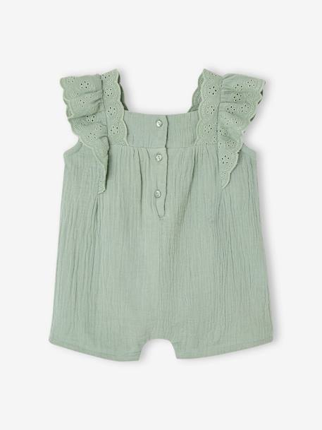 Baby combi-short van katoengaas saliegroen - vertbaudet enfant 