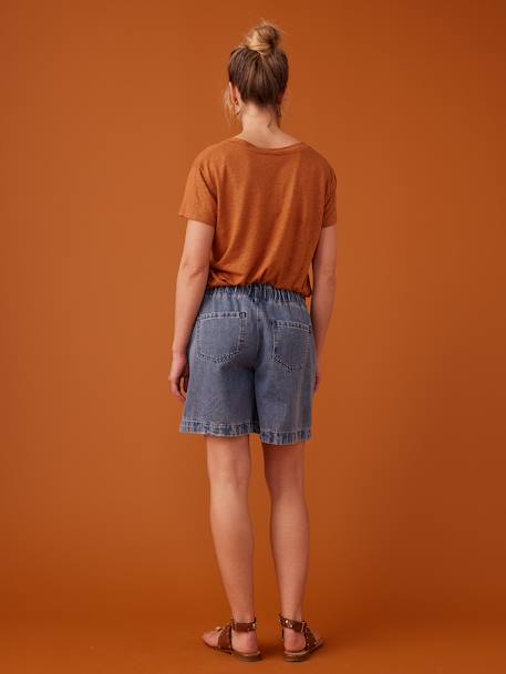 Denim zwangerschapsshort met paperbag-effect ENVIE DE FRAISE gebleekt denim+stone - vertbaudet enfant 