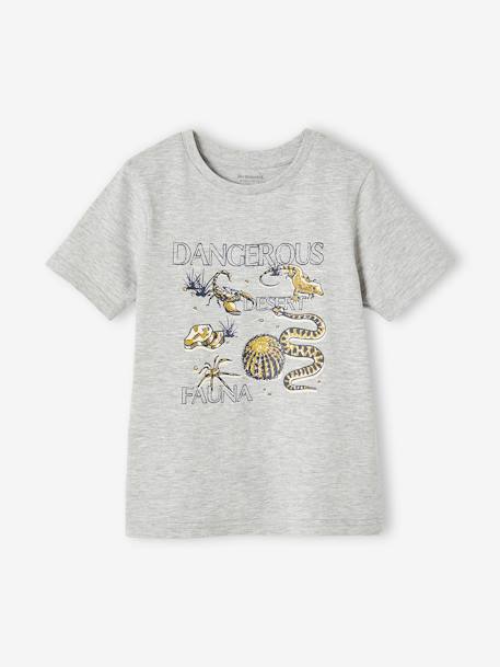 Jongensshirt dierenprint Basics gemêleerd grijs+leiblauw - vertbaudet enfant 