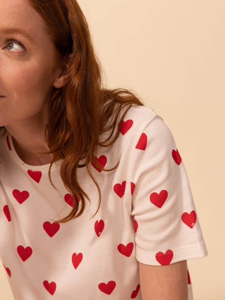 Katoenen korte pyjama voor dames met hartjes PETIT BATEAU wit - vertbaudet enfant 