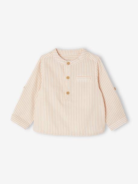 Feestelijk babysetje: blouse + short + bretels taupe - vertbaudet enfant 