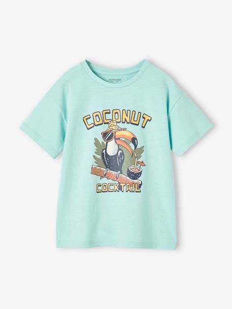 Jongensshirt met leuk dierenmotief azuurblauw+turquoiseblauw+wit - vertbaudet enfant 