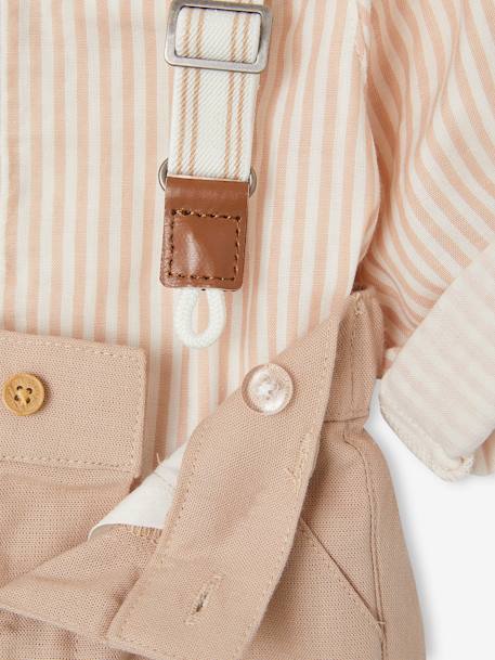 Feestelijk babysetje: blouse + short + bretels taupe - vertbaudet enfant 