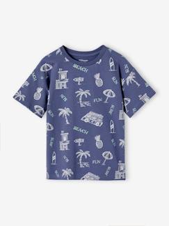 Jongens-T-shirt, poloshirt, souspull-Jongensshirt met grafisch vakantiemotief