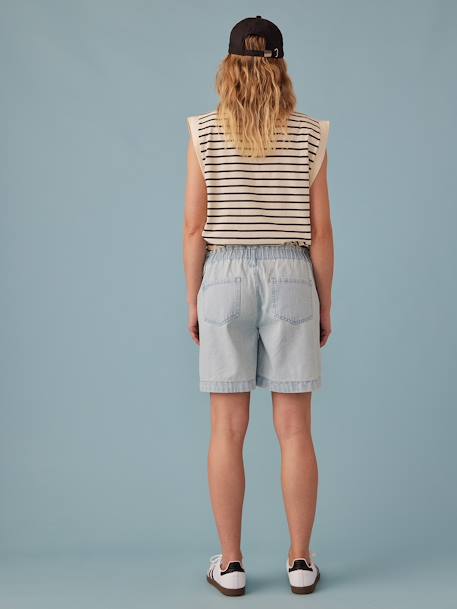 Denim zwangerschapsshort met paperbag-effect ENVIE DE FRAISE gebleekt denim+stone - vertbaudet enfant 