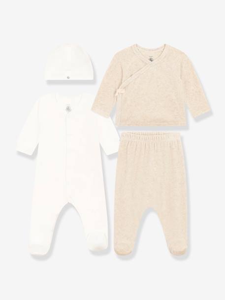 4-delige babyset van katoen PETIT BATEAU gemêleerd grijs - vertbaudet enfant 