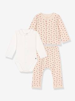 Baby-3-delige babyset van licht molton PETIT BATEAU