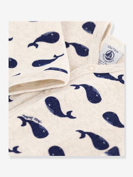 Fluwelen babypyjama marinelauwe walvissen PETIT BATEAU gemêleerd beige - vertbaudet enfant 