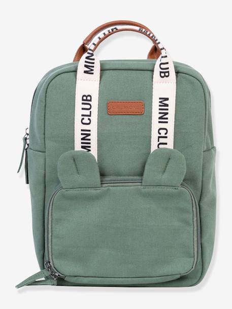 CHILDHOME Mini Club rugzak van canvas groen+wit - vertbaudet enfant 