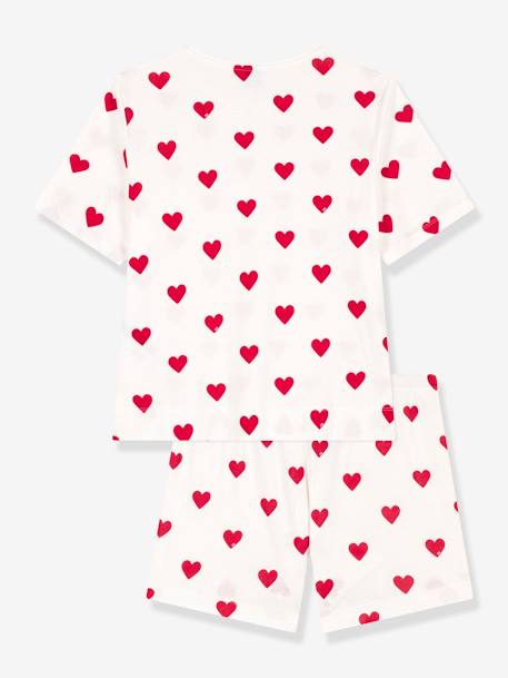 Katoenen korte pyjama voor dames met hartjes PETIT BATEAU wit - vertbaudet enfant 