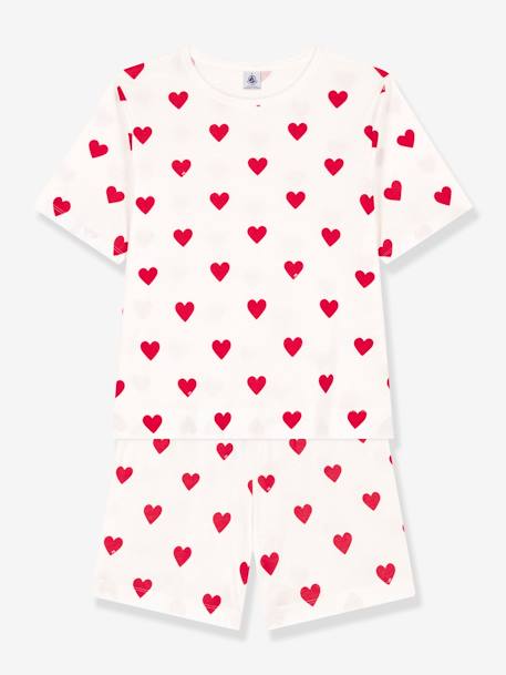 Katoenen korte pyjama voor dames met hartjes PETIT BATEAU wit - vertbaudet enfant 