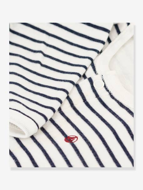 Gestreepte bodyjama van katoen voor baby's PETIT BATEAU marineblauw - vertbaudet enfant 