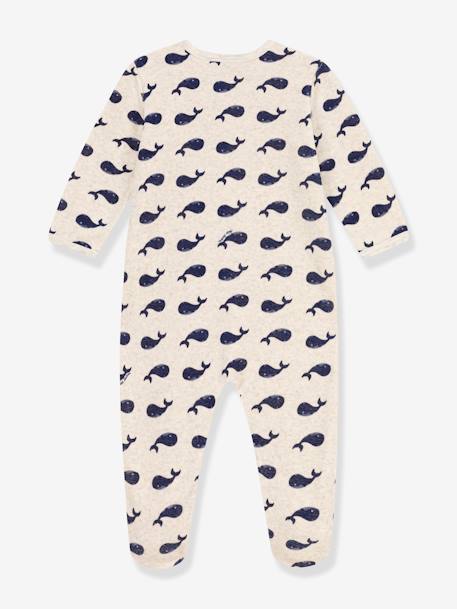 Fluwelen babypyjama marinelauwe walvissen PETIT BATEAU gemêleerd beige - vertbaudet enfant 