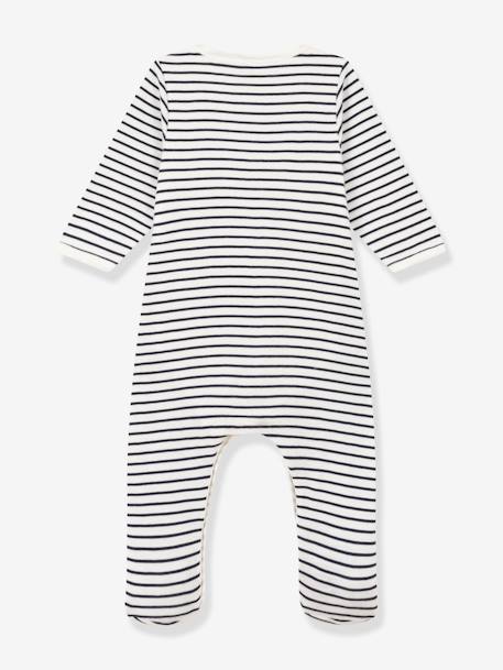 Gestreepte bodyjama van katoen voor baby's PETIT BATEAU marineblauw - vertbaudet enfant 