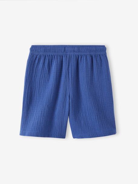 Jongensshort in katoengaas felblauw+groen - vertbaudet enfant 