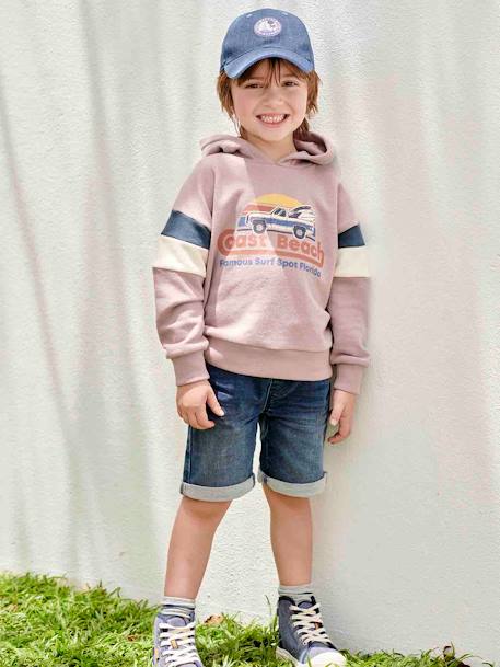 Grafische hoodie met colorblock mouwen voor jongens zachtpaars - vertbaudet enfant 