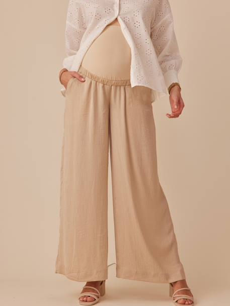 Soepele zwangerschapsbroek palazzo-stijl ENVIE DE FRAISE zandbeige+zwart - vertbaudet enfant 