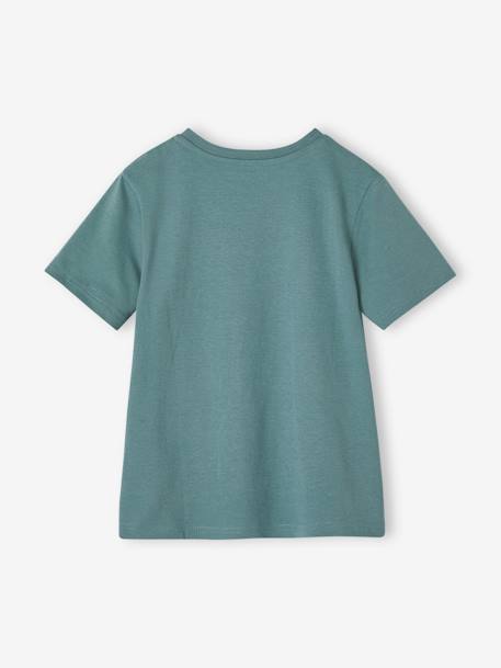 Jongensshirt met motief in omkeerbare pailletten Basics blauwgroen+wit - vertbaudet enfant 