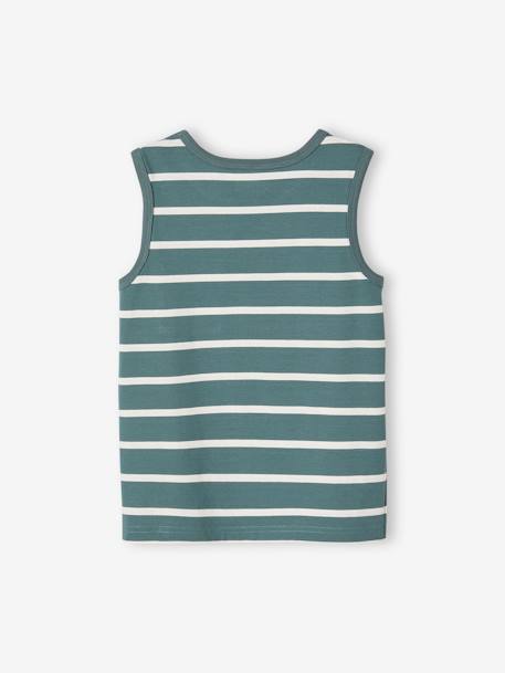 Gestreepte tanktop jongens blauwgroen - vertbaudet enfant 