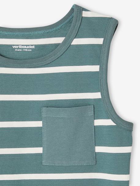 Gestreepte tanktop jongens blauwgroen - vertbaudet enfant 