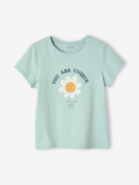 T-shirt met tekst meisjes aardbei+dennen+hemelsblauw+koraal+marineblauw+rood+vanille - vertbaudet enfant 
